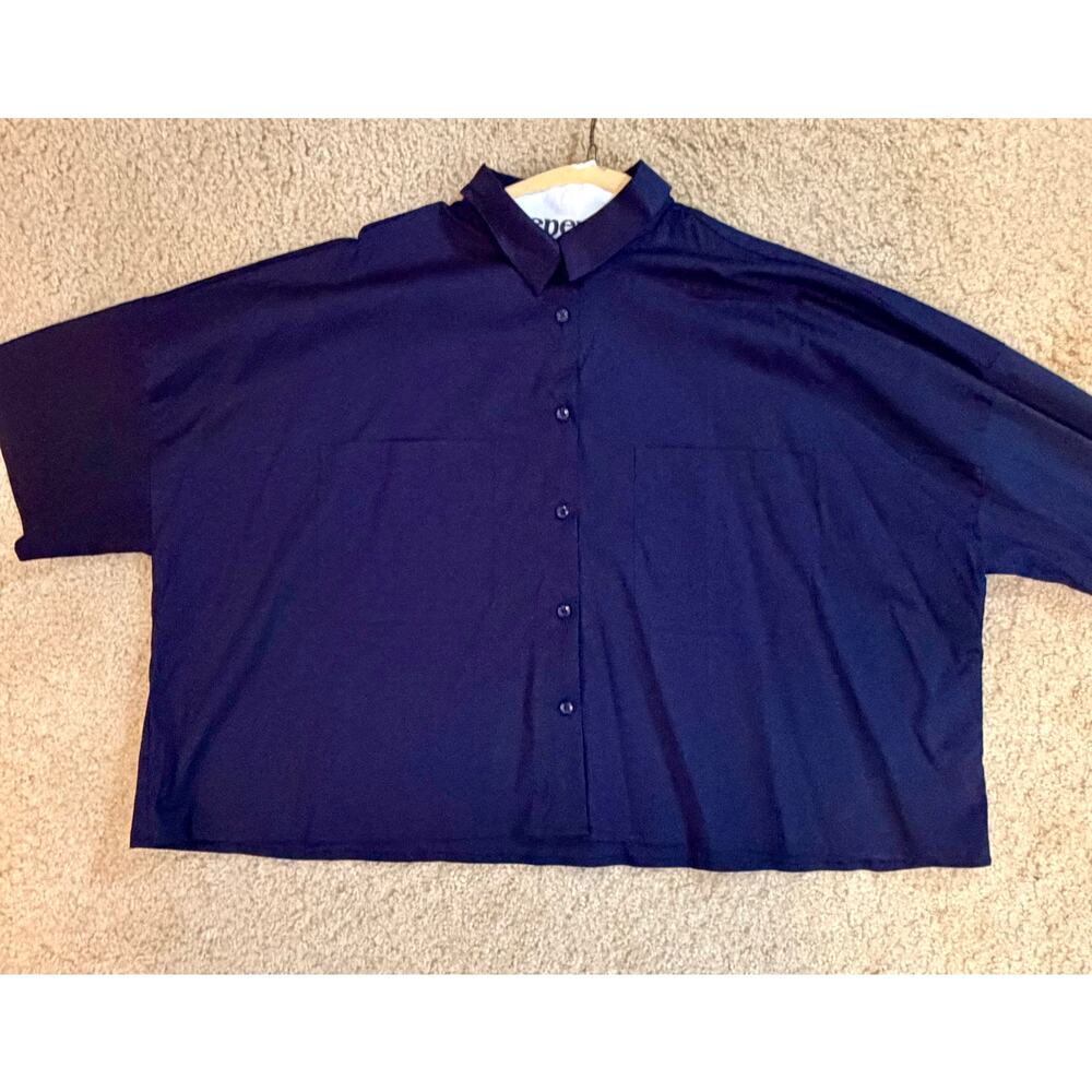 Chico's 3 (16) Navy Poplin Shirt